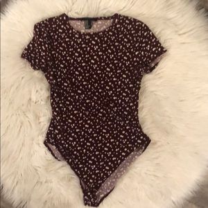 Forever 21 Maroon Floral Leotard